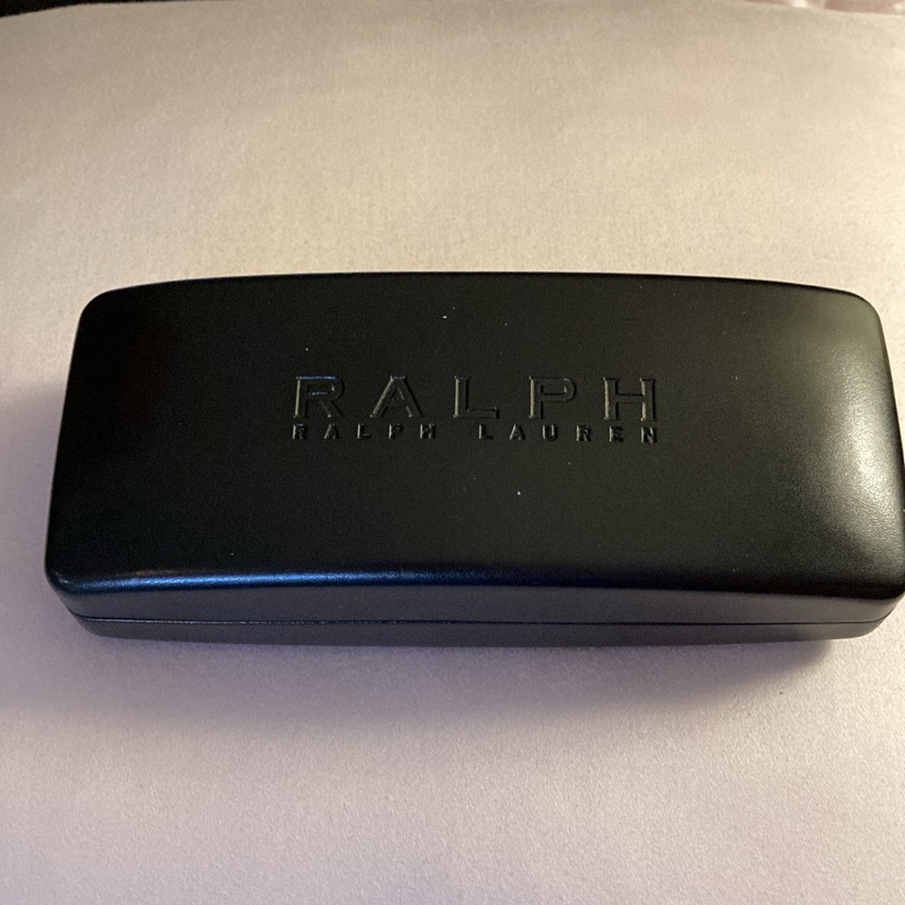 Ralph Lauren Black Hard Clam Shell Glass Case and New Cleaning Cloth